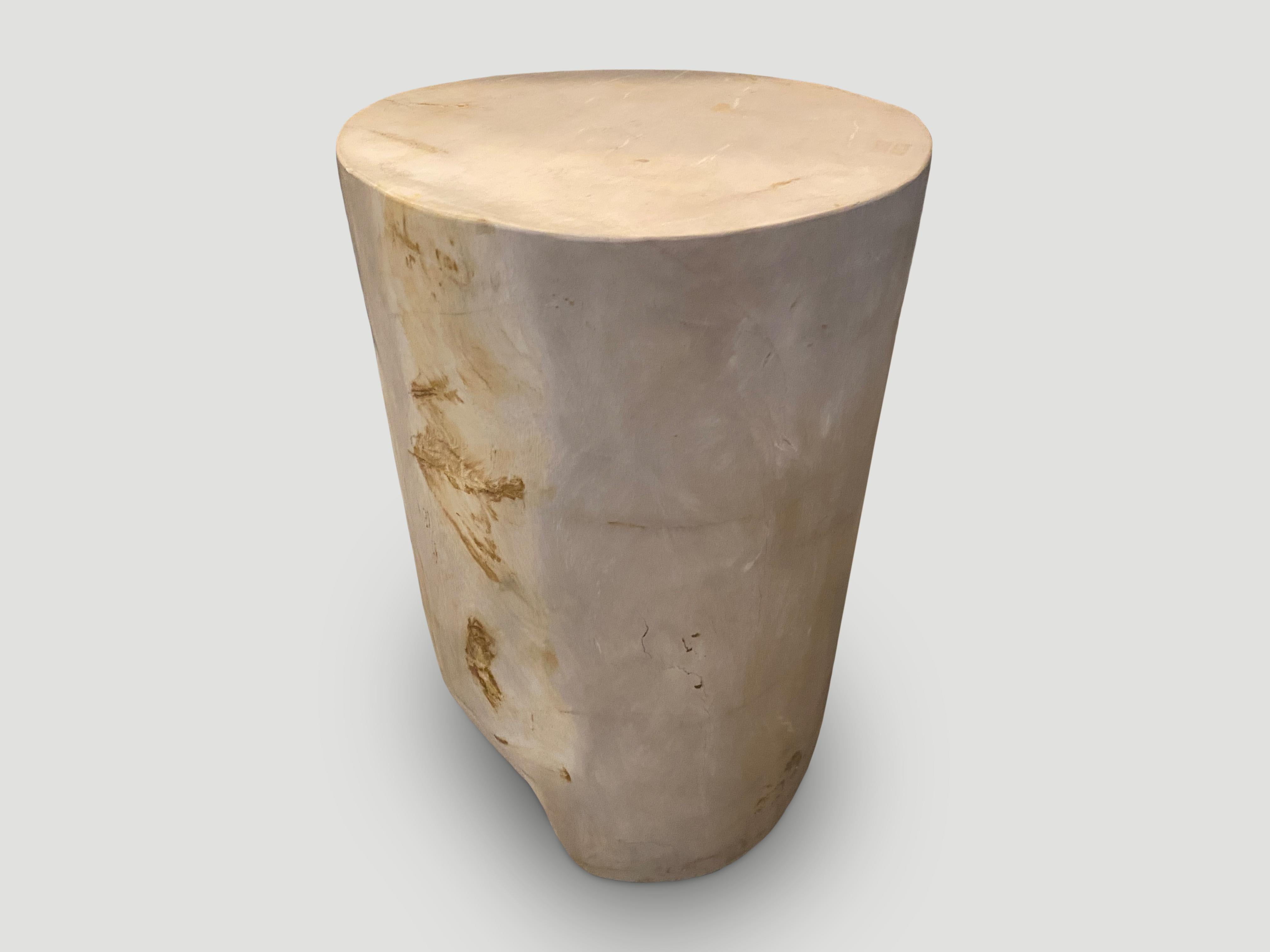 Andrianna Shamaris Super Smooth High Quality Petrified Wood Side Table In Excellent Condition For Sale In New York, NY
