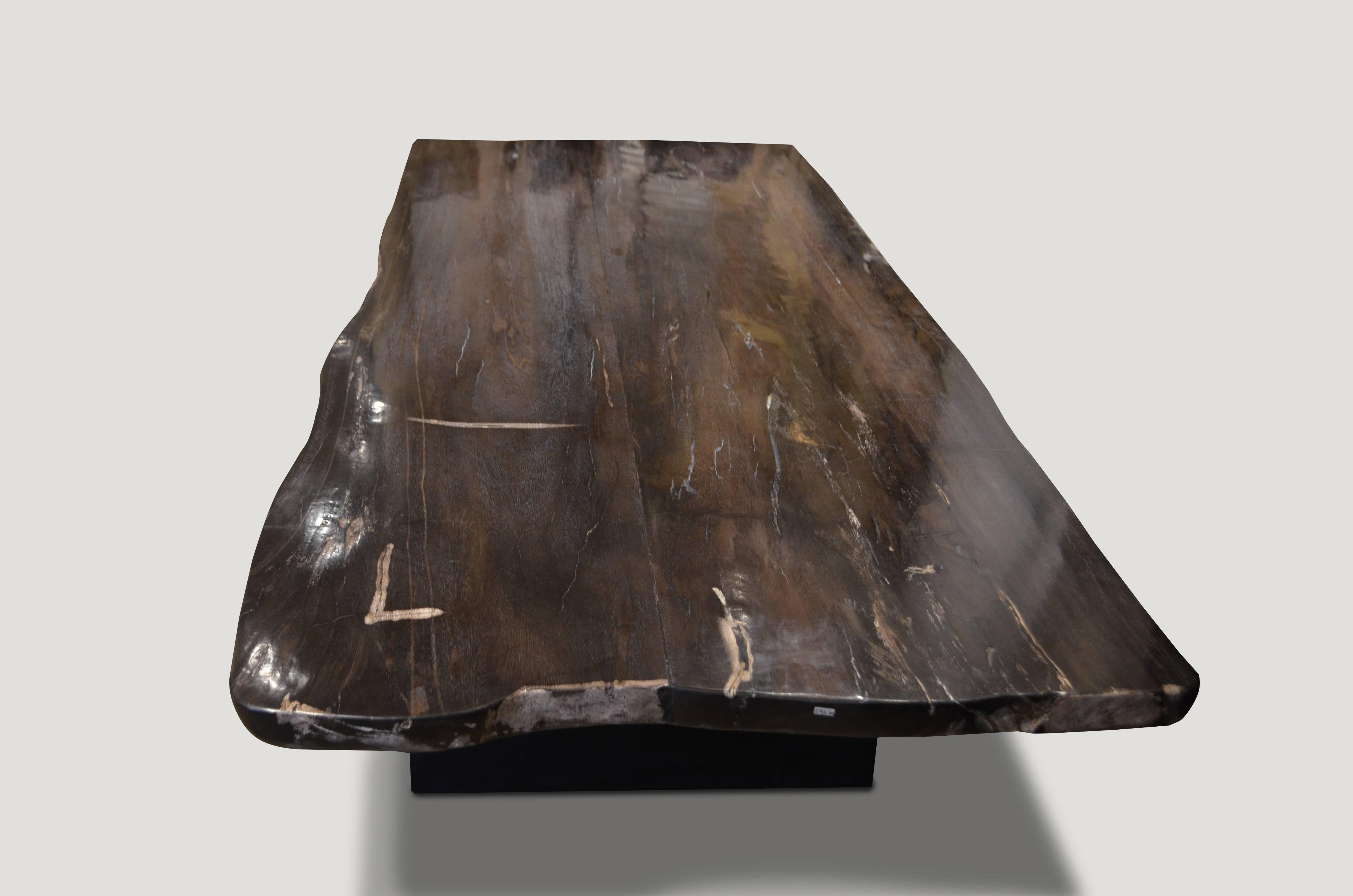 Organic Modern Andrianna Shamaris Super Smooth Petrified Wood Coffee Table or Dining Table