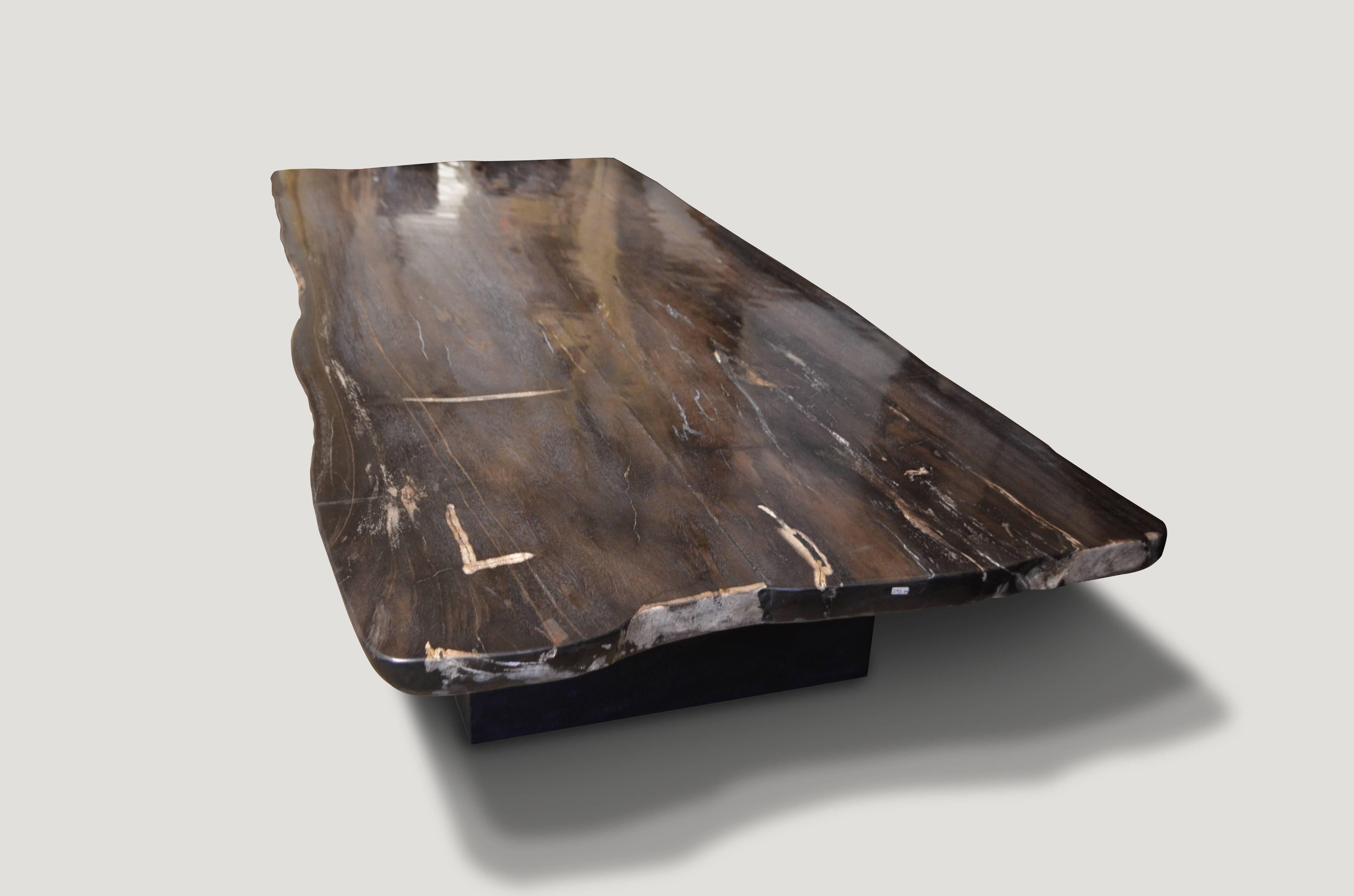 Contemporary Andrianna Shamaris Super Smooth Petrified Wood Coffee Table or Dining Table