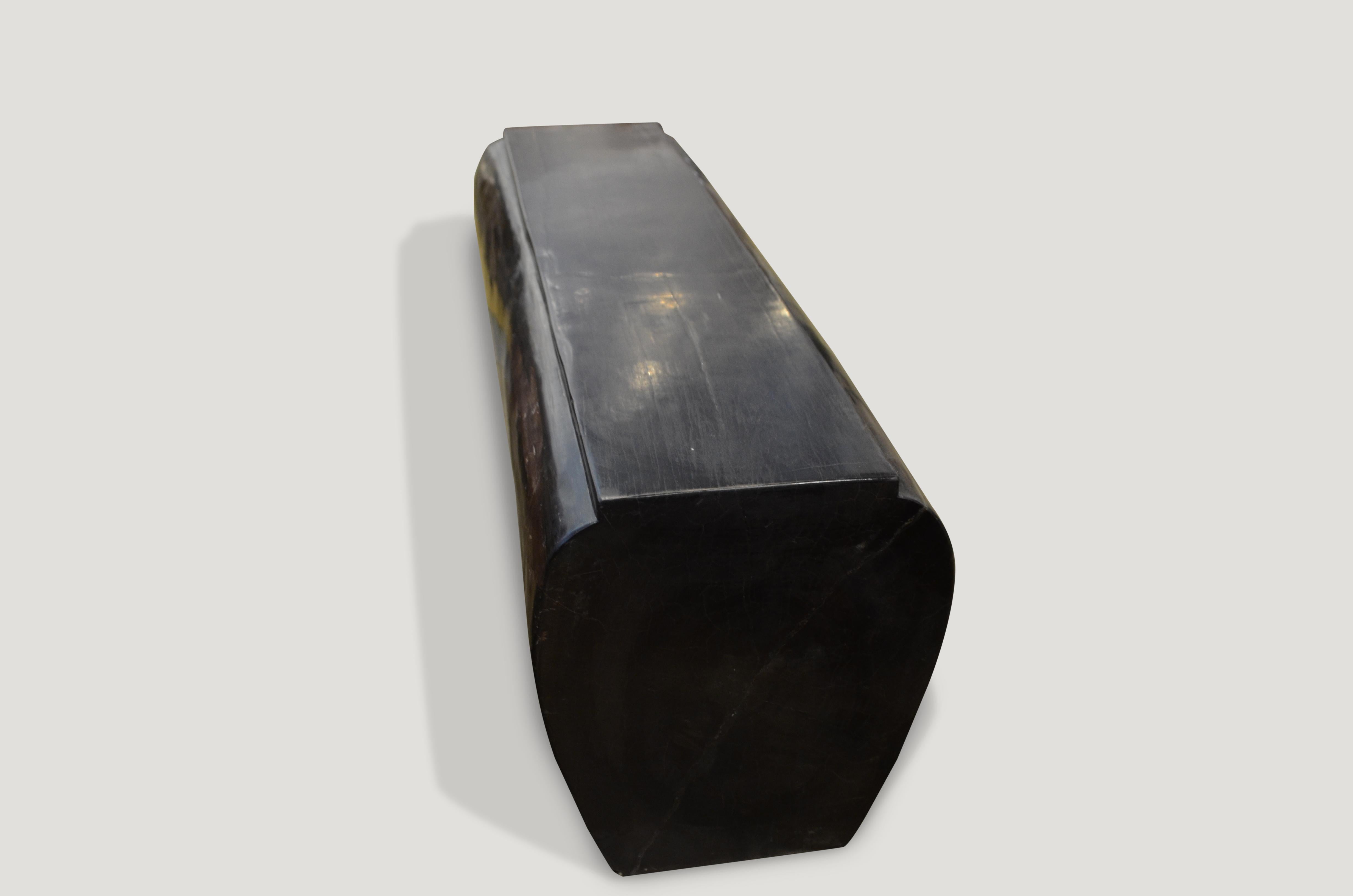 Andrianna Shamaris Super Smooth Petrified Wood Log Bench In Excellent Condition For Sale In New York, NY