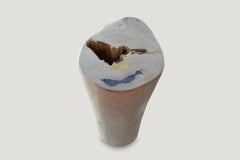 Andrianna Shamaris Super Smooth White and Black Petrified Wood Side Table