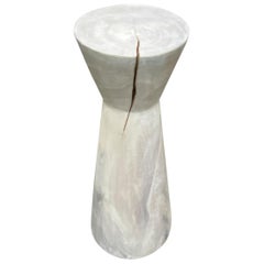 Andrianna Shamaris Tall White Washed Suar Wood Side Table