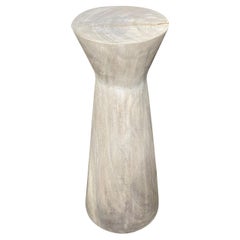 Andrianna Shamaris Tall White Washed Suar Wood Side Table