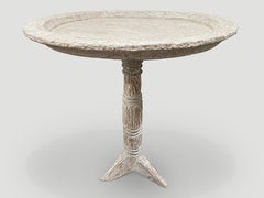 Andrianna Shamaris Tall White Washed Tray Side Table