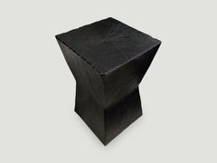 Andrianna Shamaris Tamarind Wood Charred Hourglass Side Table