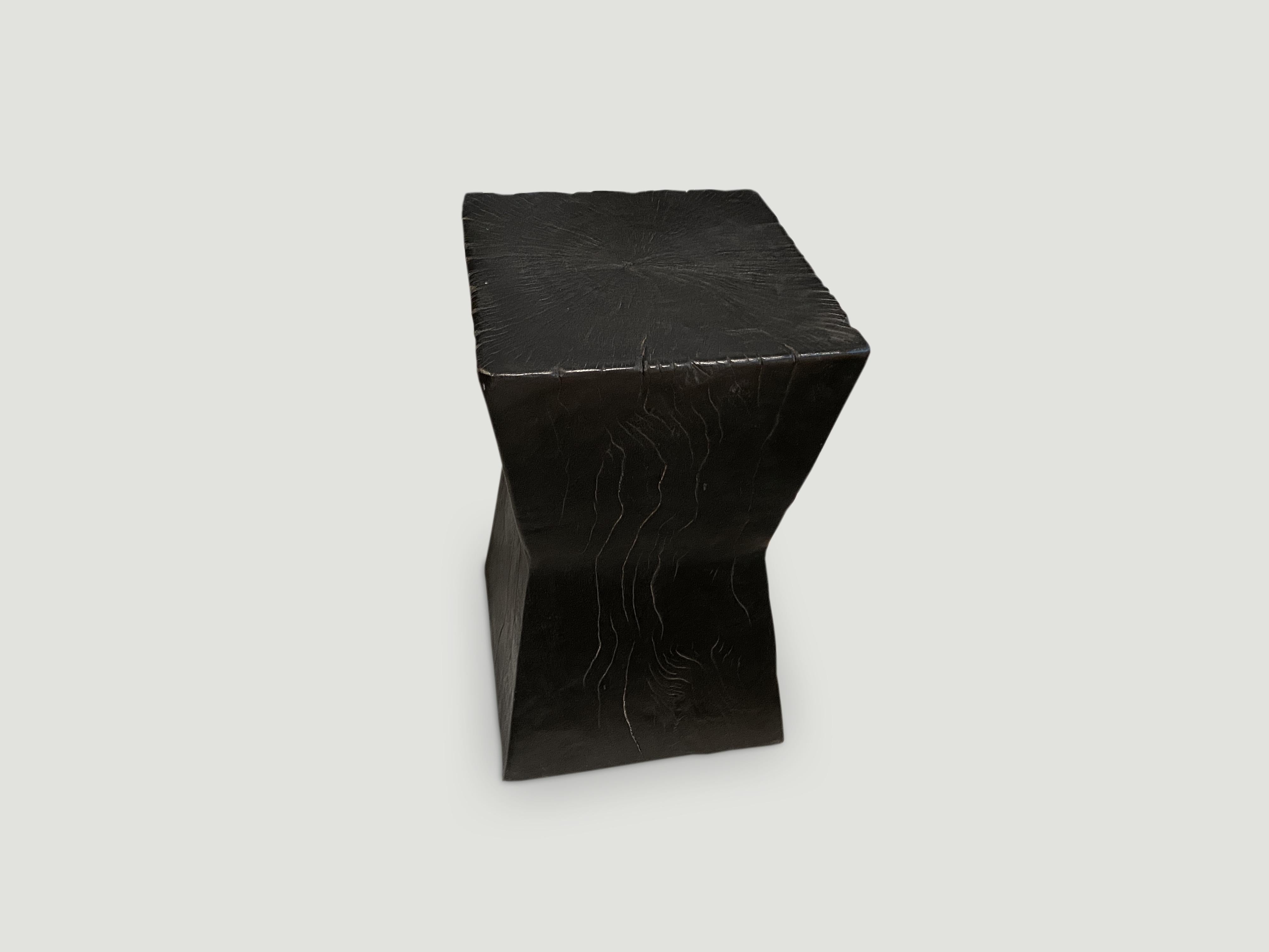 Andrianna Shamaris Tamarind Wood Charred Hourglass Side Table In Excellent Condition In New York, NY