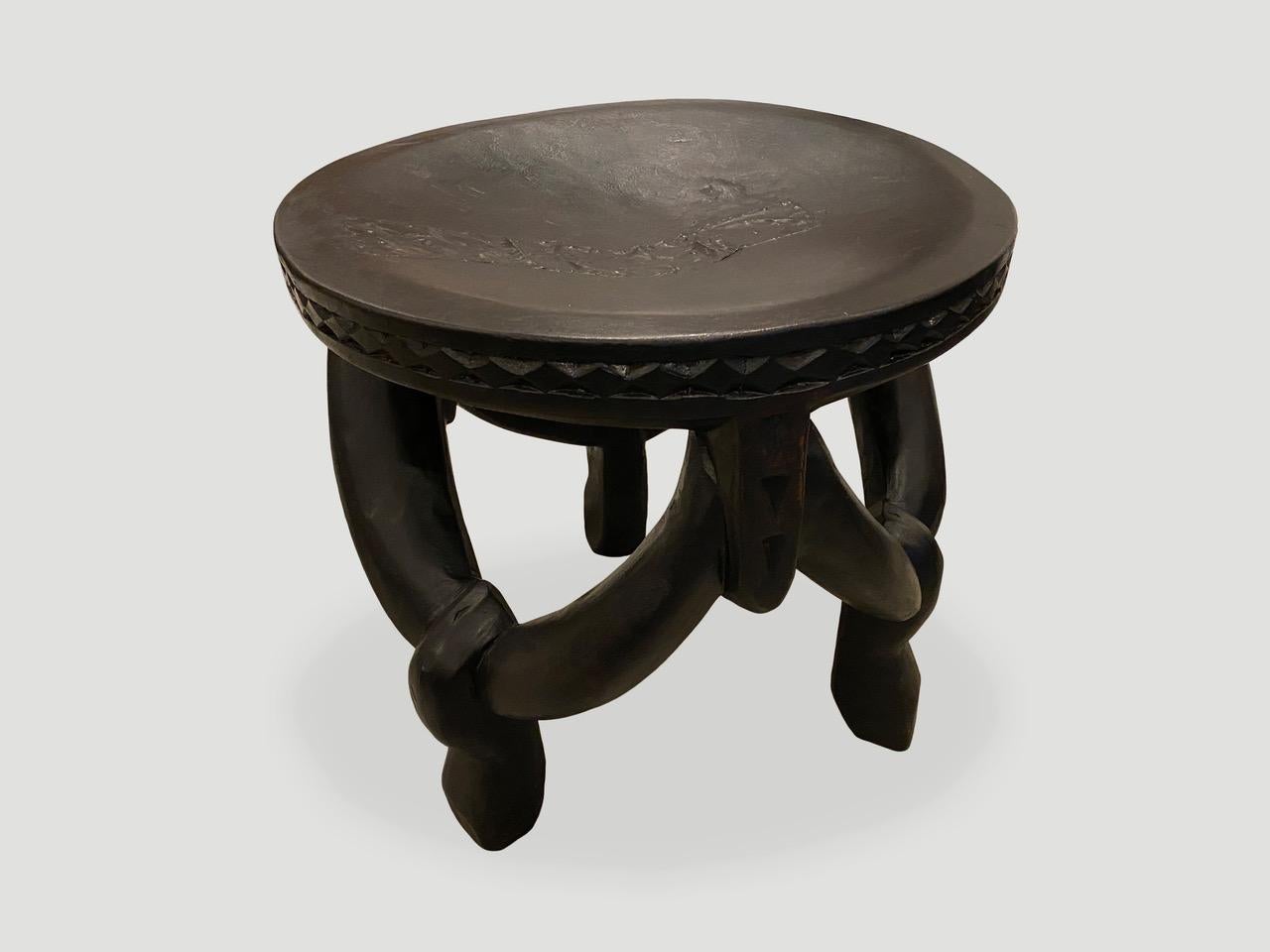 Wood Andrianna Shamaris Tanzanian Antique Sculptural Side Table or Stool