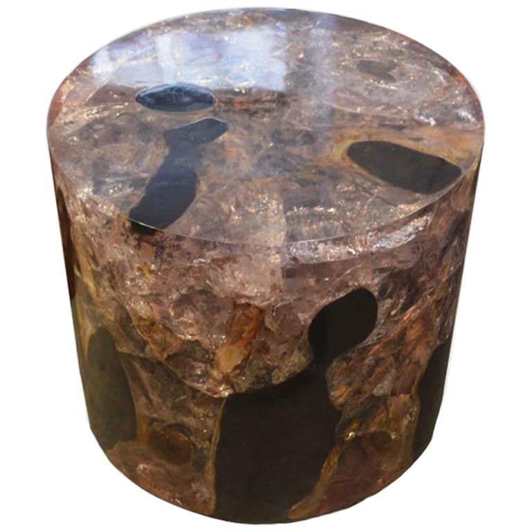 Organic Modern Andrianna Shamaris Teak Wood and Cracked Resin Cocktail Table For Sale