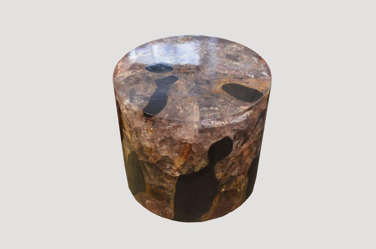 Andrianna Shamaris Teak Wood and Cracked Resin Cocktail Table In New Condition For Sale In New York, NY