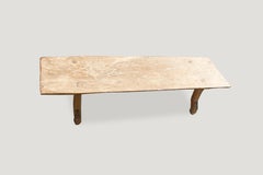 Andrianna Shamaris Teak Wood Antique Bench or Coffee Table with Hand Carved Legs