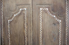Andrianna Shamaris Teak Wood Antique Temple Door With Shell Inlay