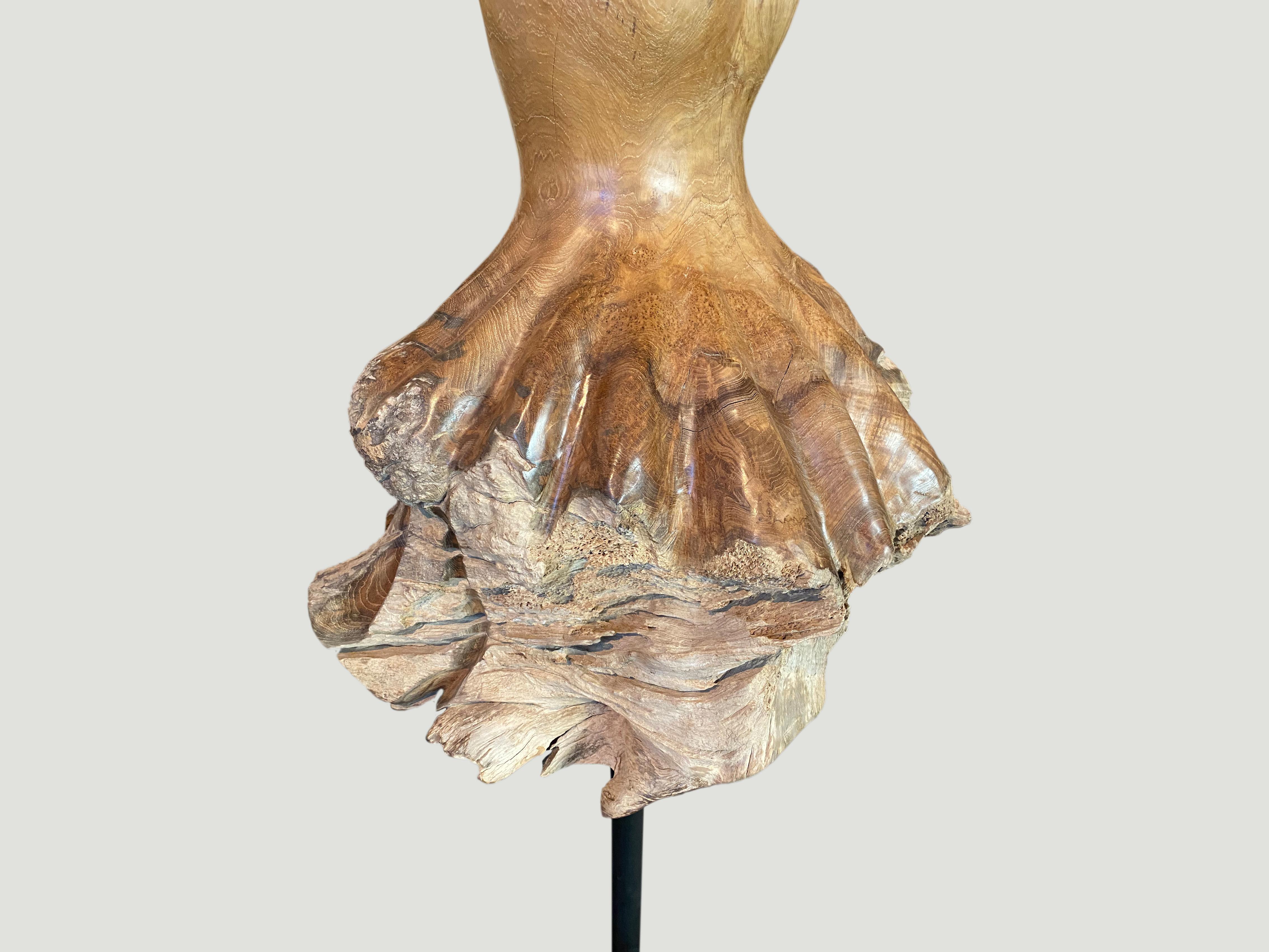 Andrianna Shamaris Teak Wood Ballerina Sculpture In Excellent Condition For Sale In New York, NY