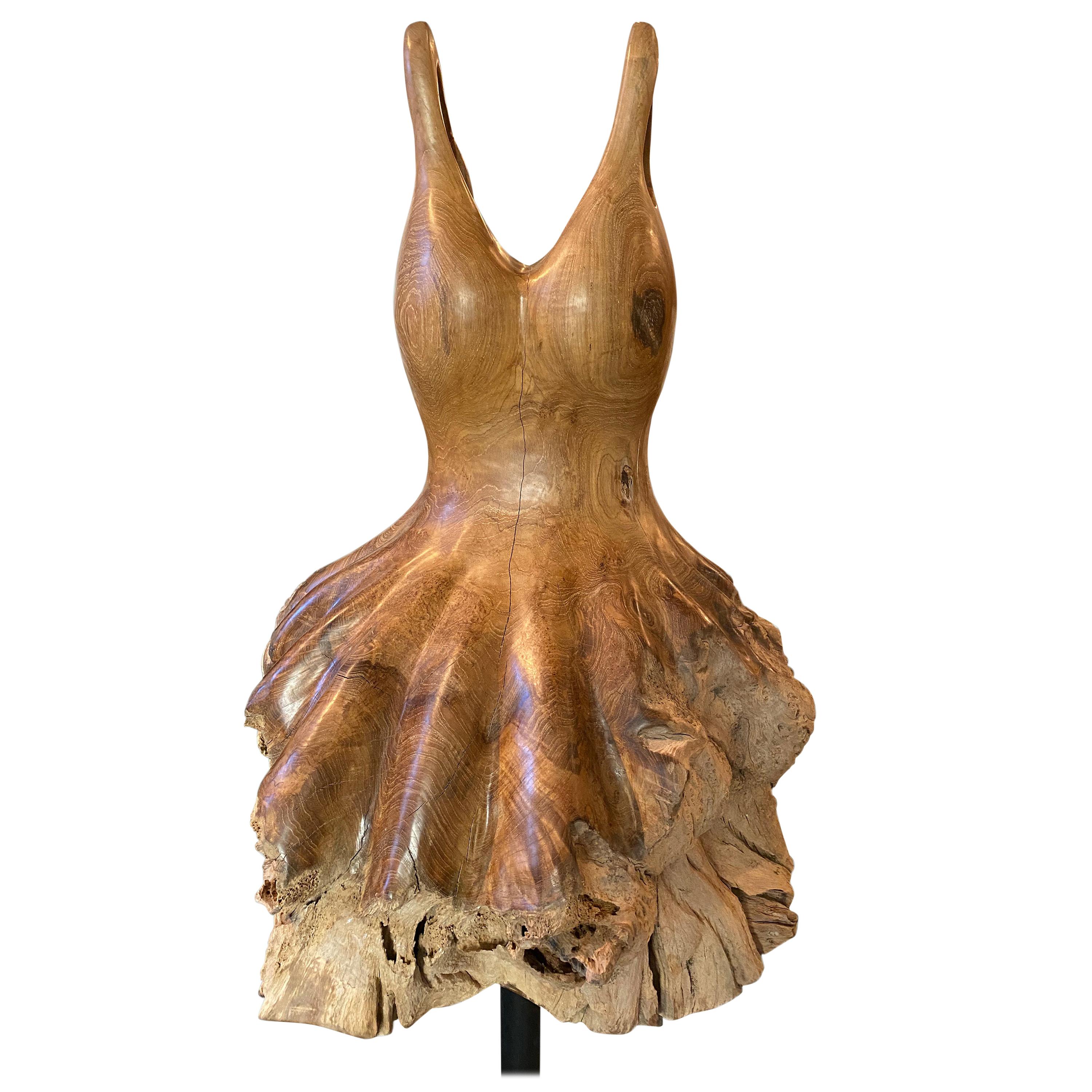 Andrianna Shamaris Teak Wood Ballerina Sculpture For Sale