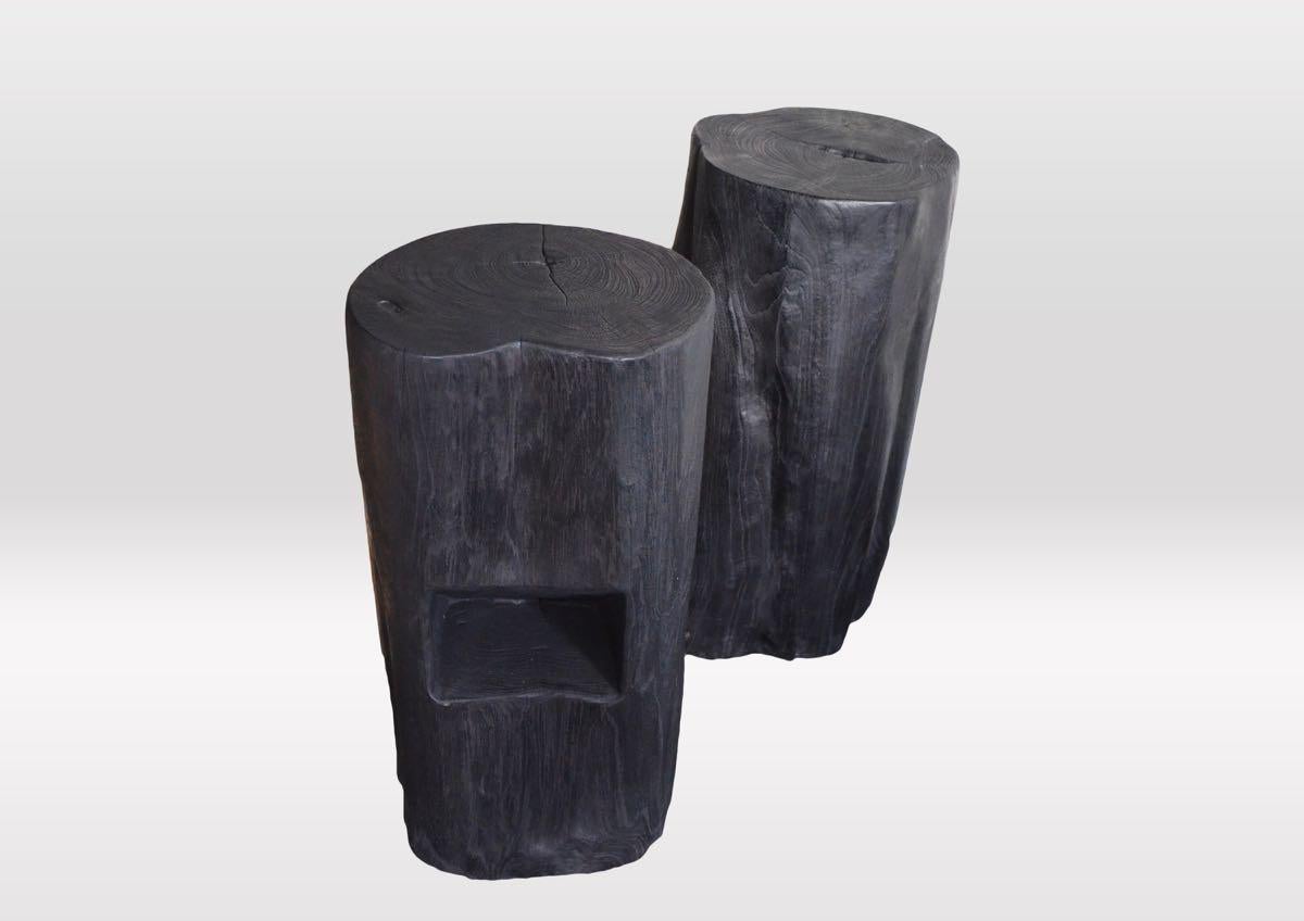Andrianna Shamaris Teak Wood Bar Stool In Excellent Condition For Sale In New York, NY