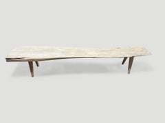 Andrianna Shamaris Teak Wood Bench with Organic Design and White Wash