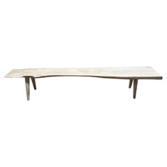 Andrianna Shamaris Teak Wood Bench with Organic Design and White Wash