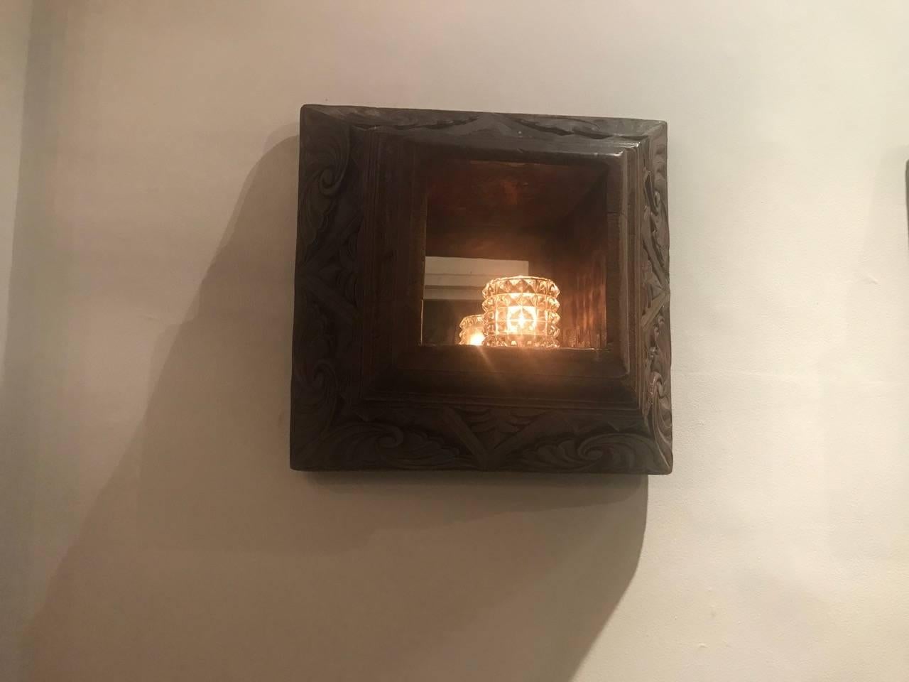 Andrianna Shamaris Teak Wood Candleholder or Sconce In Excellent Condition In New York, NY
