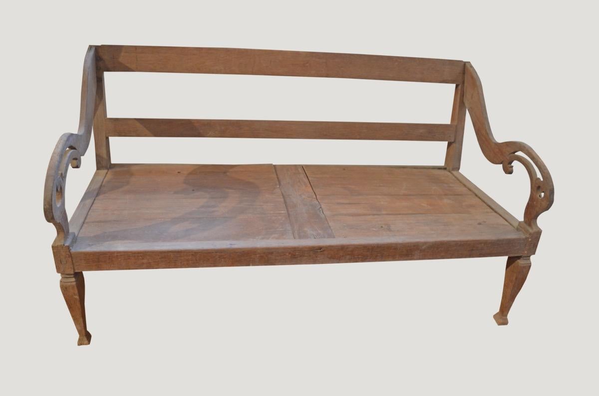 Andrianna Shamaris Teak Wood Carved Daybed In Excellent Condition In New York, NY