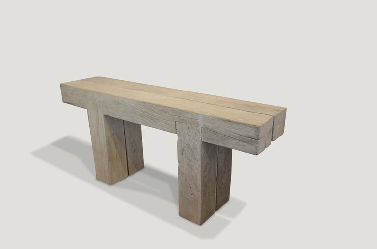 Andrianna Shamaris Teak Wood Log Console For Sale At 1stdibs