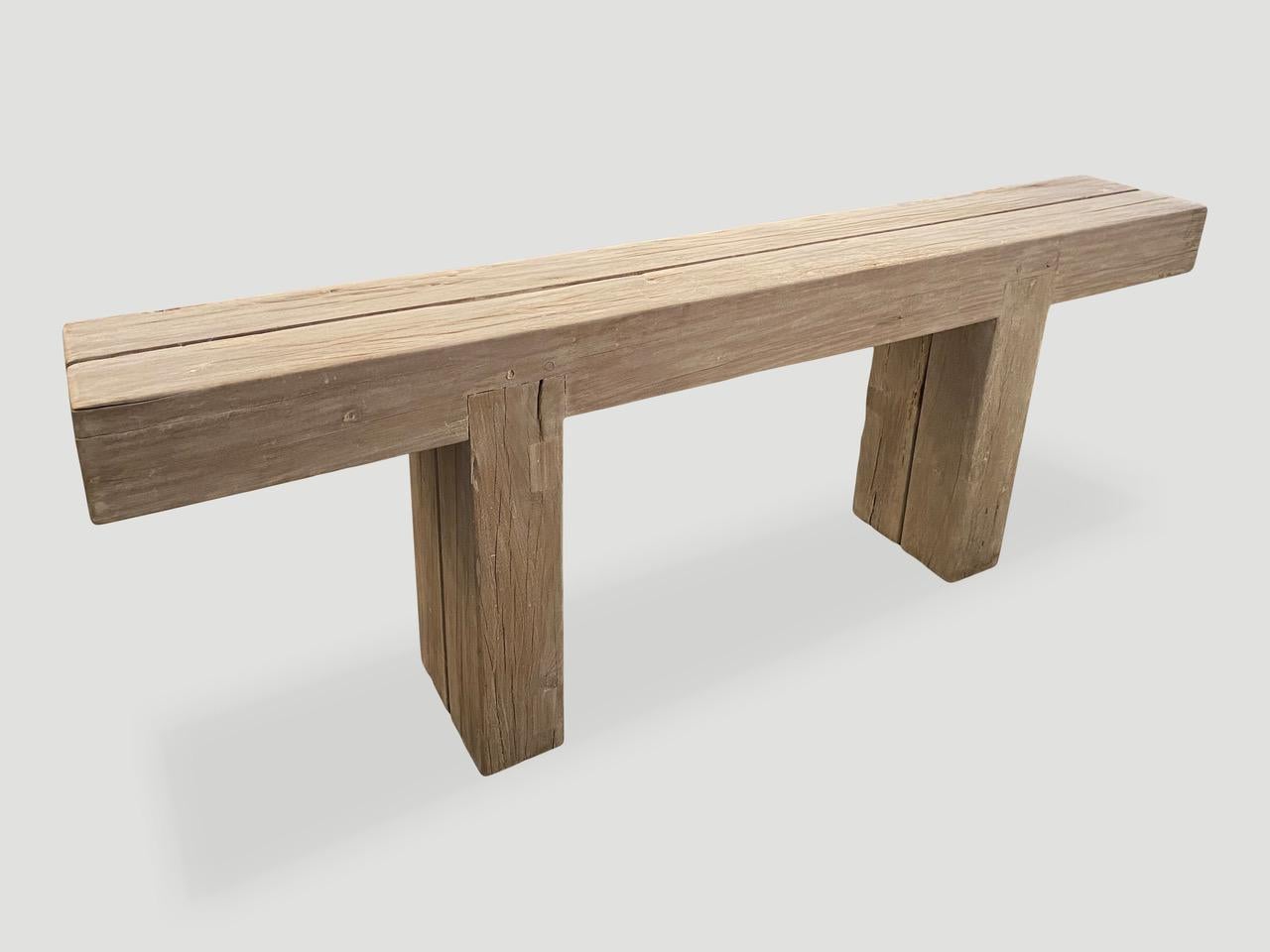 Organic Modern Andrianna Shamaris Teak Wood Log Console Table For Sale