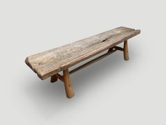 Andrianna Shamaris Teak Wood Midcentury Couture Bench