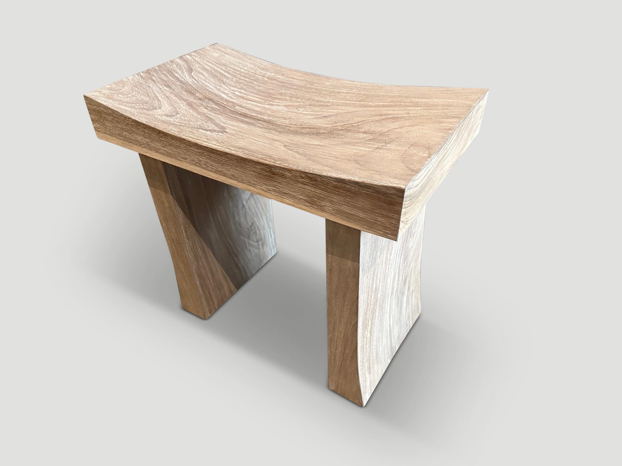 Organic Modern Andrianna Shamaris Teak Wood Minimalist Bench For Sale
