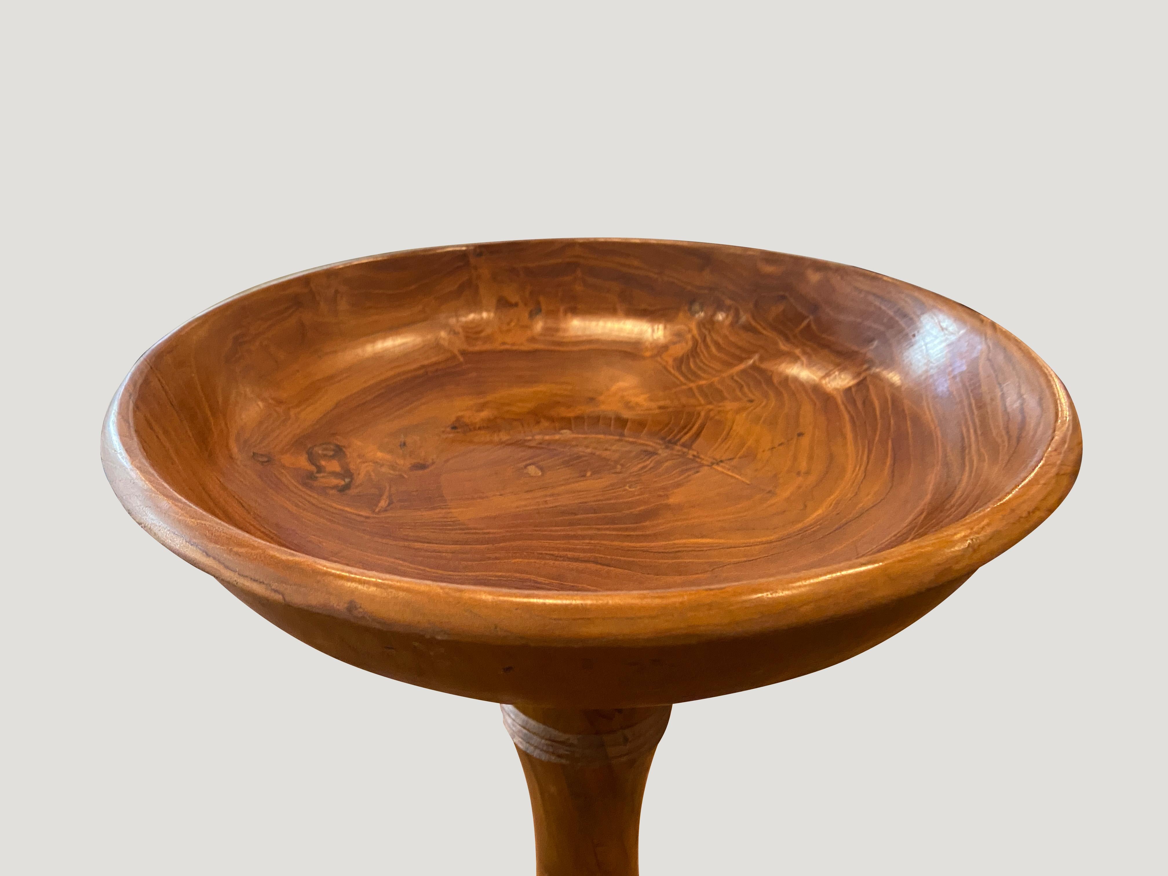 Organic Modern Andrianna Shamaris Teak Wood Offering Tray For Sale