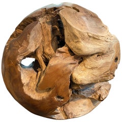 Andrianna Shamaris Teak Wood Organic Sculptural Sphere