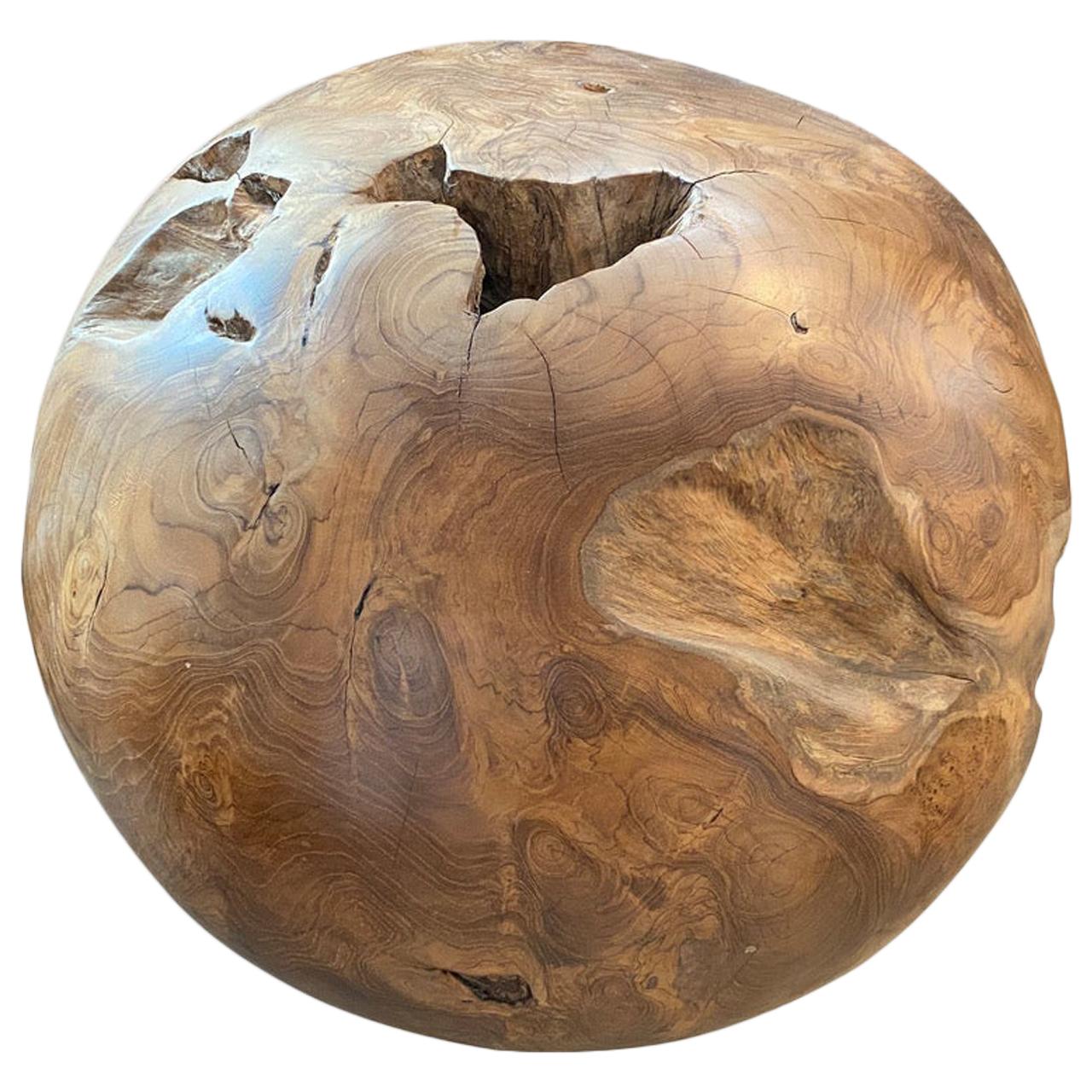 Andrianna Shamaris Teak Wood Organic Sculptural Sphere