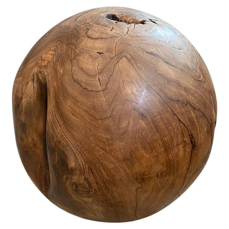 Andrianna Shamaris Teak Wood Organic Sculptural Sphere For Sale