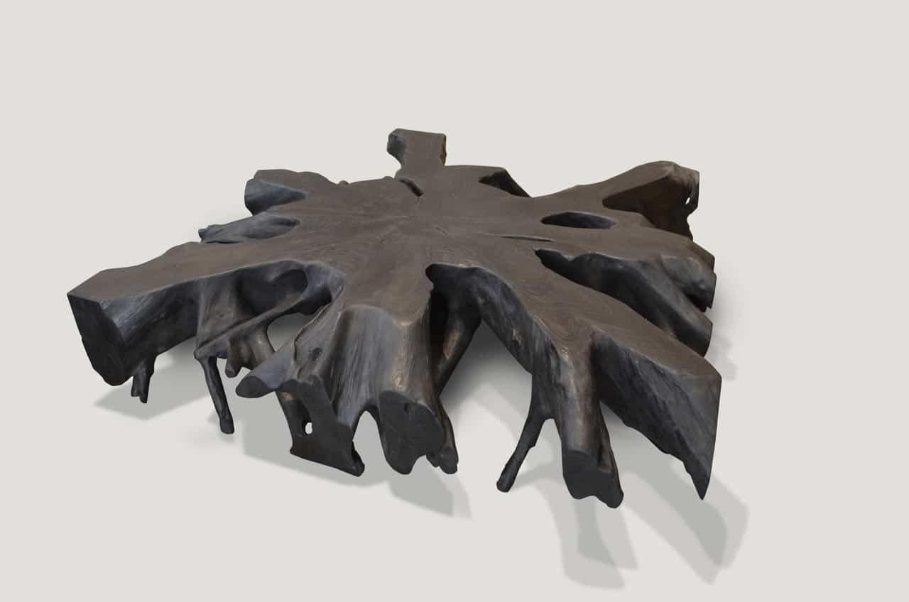 Impressive teak root art to hang on the wall or low Minimalist coffee table. Hand carved from a single 11? thick piece of reclaimed teak wood and burnt to achieve this stunning finish. Organic is the new modern.

The Triple Burnt collection