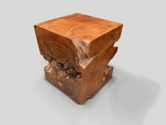 Andrianna Shamaris Teak Wood Side Table with Wabi-Sabi Design