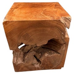 Andrianna Shamaris Teak Wood Side Table with Wabi-Sabi Design