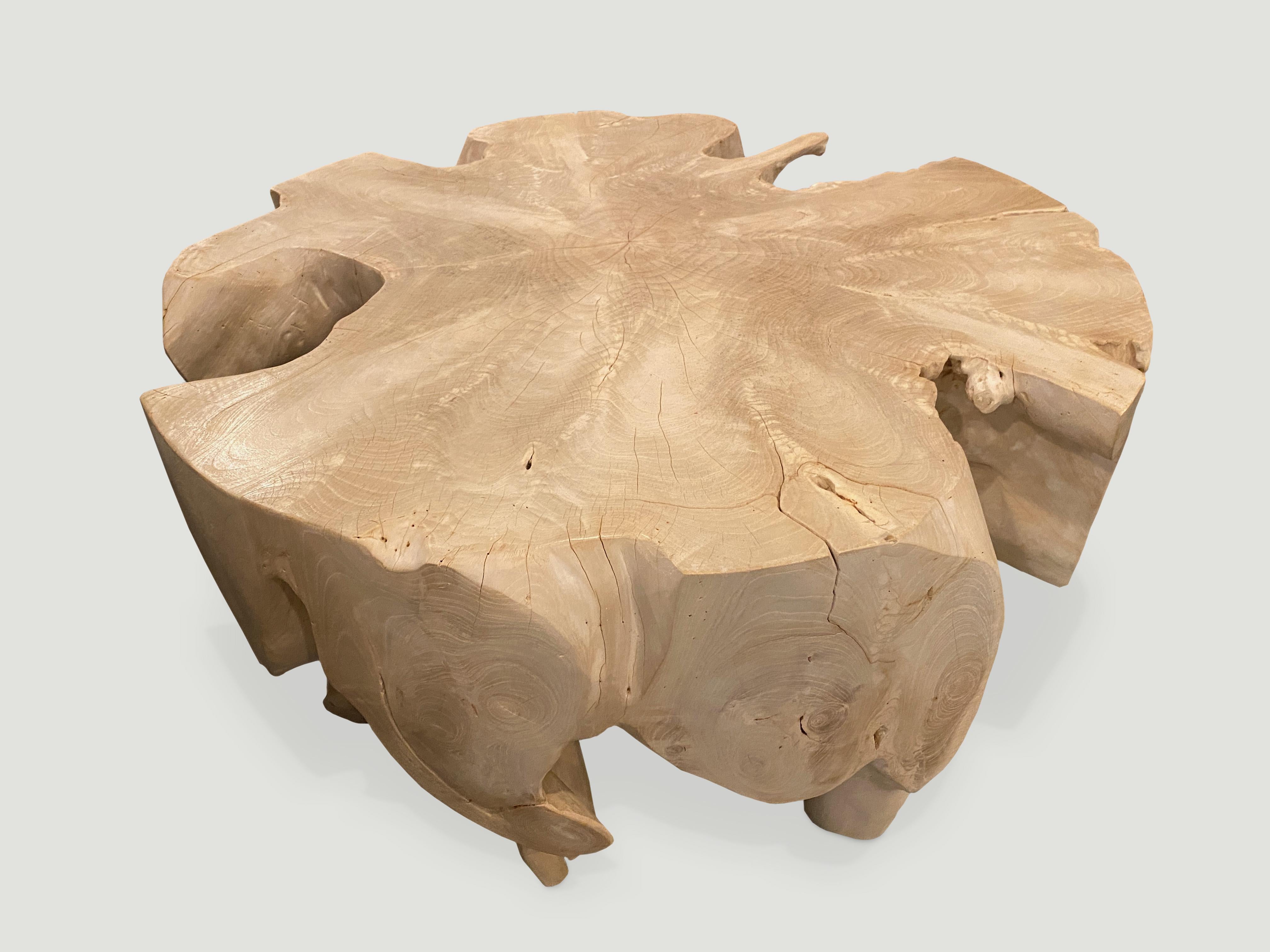Reclaimed teak root coffee table. Hand carved into this beautiful shape whilst respecting the natural organic wood. Bleached to a stunning bone color. Perfect for inside or outside living.

The St. Barts collection features an exciting new line of