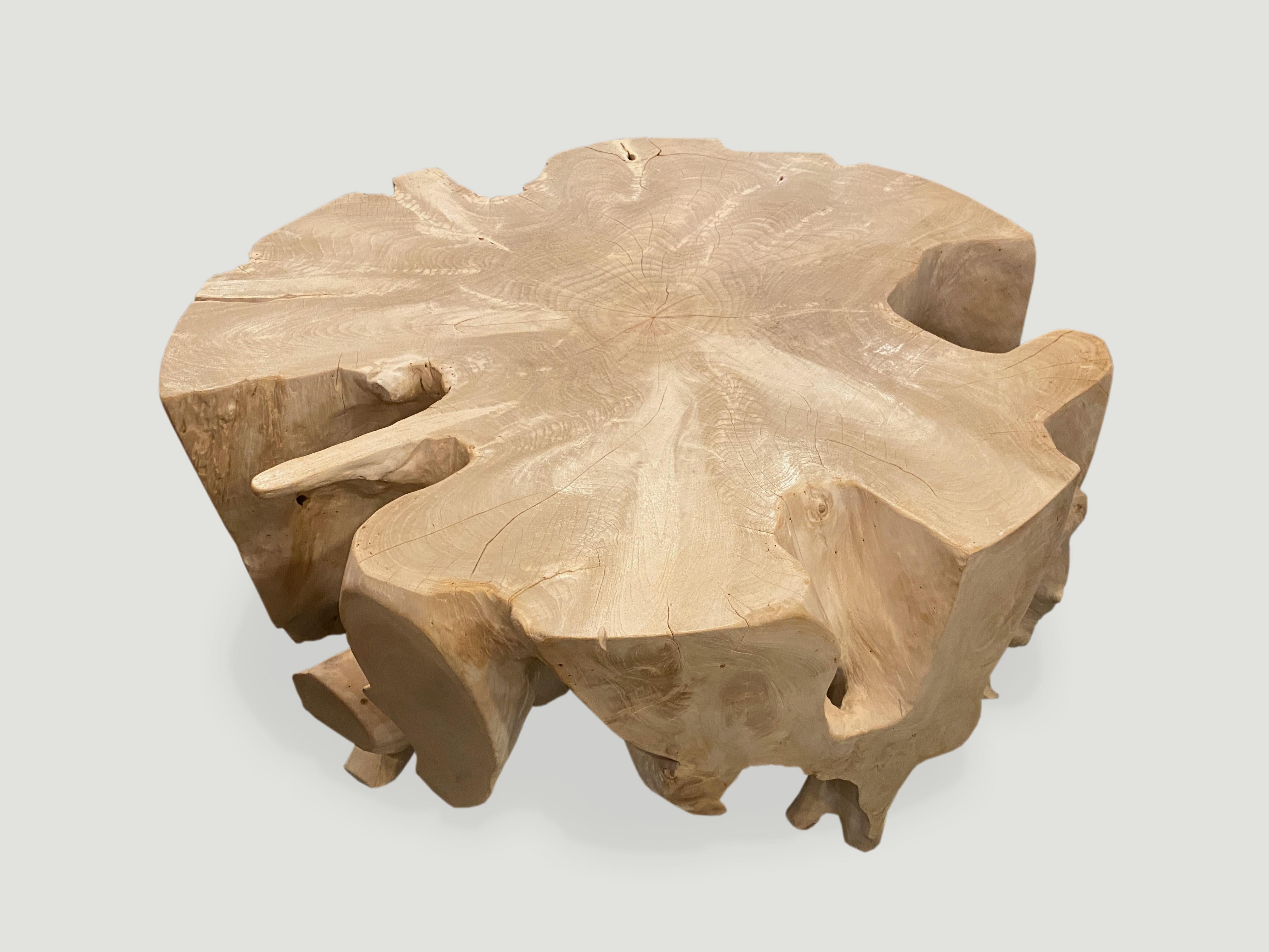 Organic Modern Andrianna Shamaris Teak Wood St. Barts Round Coffee Table