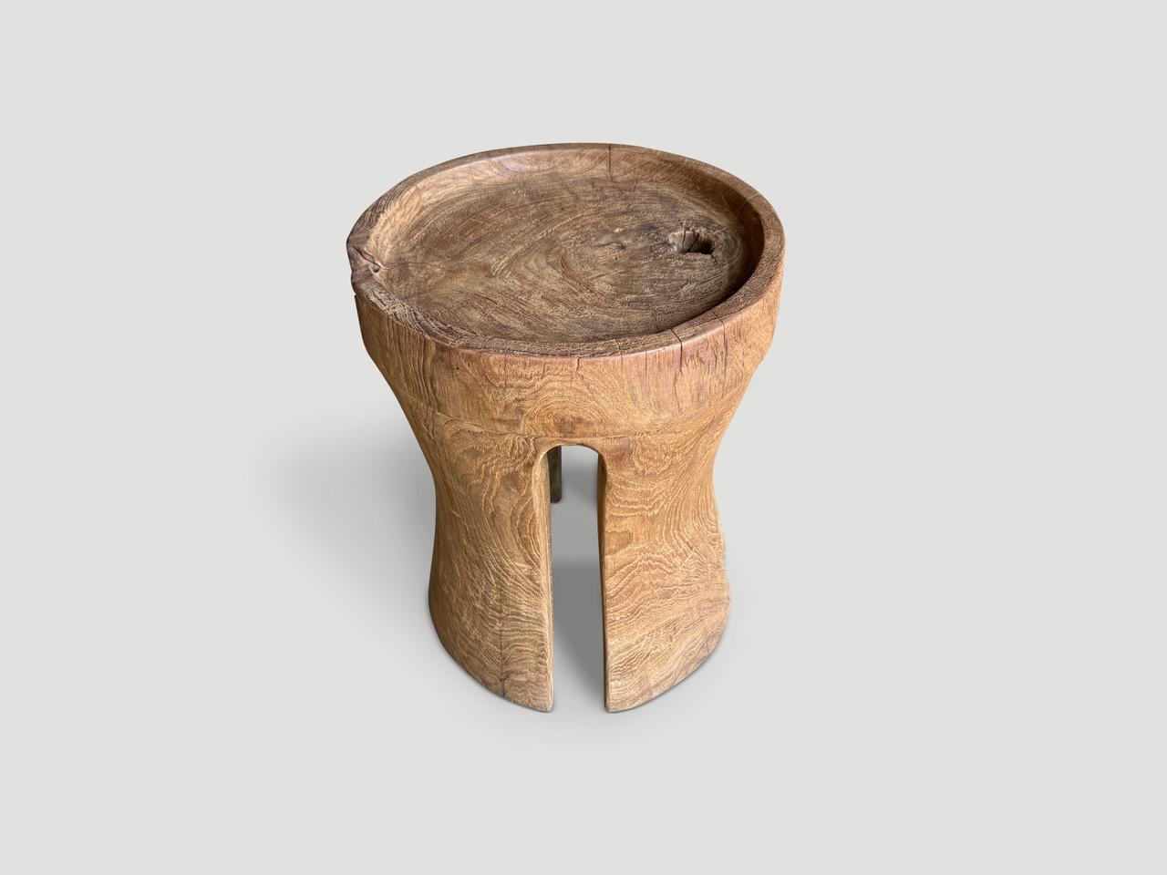 Andrianna Shamaris Teak Wood Tray Style Side Table In Excellent Condition For Sale In New York, NY