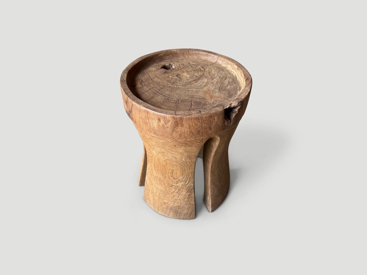 Contemporary Andrianna Shamaris Teak Wood Tray Style Side Table For Sale