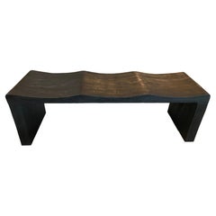 Andrianna Shamaris Teak Wood Triple Burnt Wave Bench