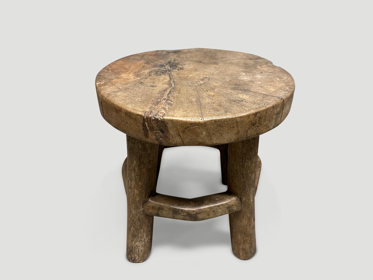 Andrianna Shamaris Teak Wood Wabi Sabi Side Table or Stool In Excellent Condition In New York, NY