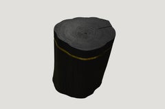 Andrianna Shamaris Triple Burnt Teak Wood Bronze Side Table
