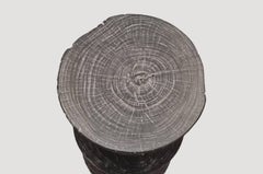 Andrianna Shamaris Triple Burnt Teak Wood Cerused Side Table or Stool