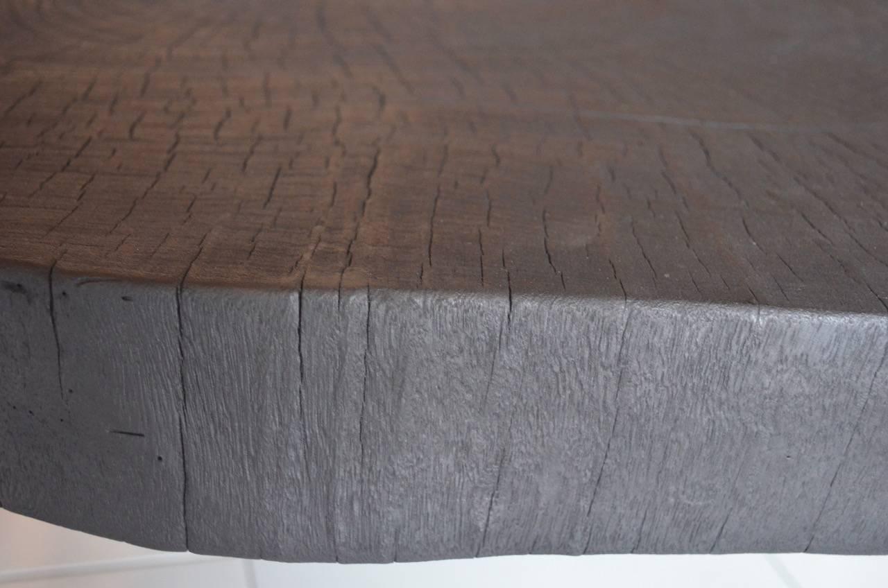 Organic Modern Andrianna Shamaris Triple Burnt Teak Wood Coffee Table