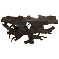 Andrianna Shamaris Triple Burnt Teak Wood Console Table