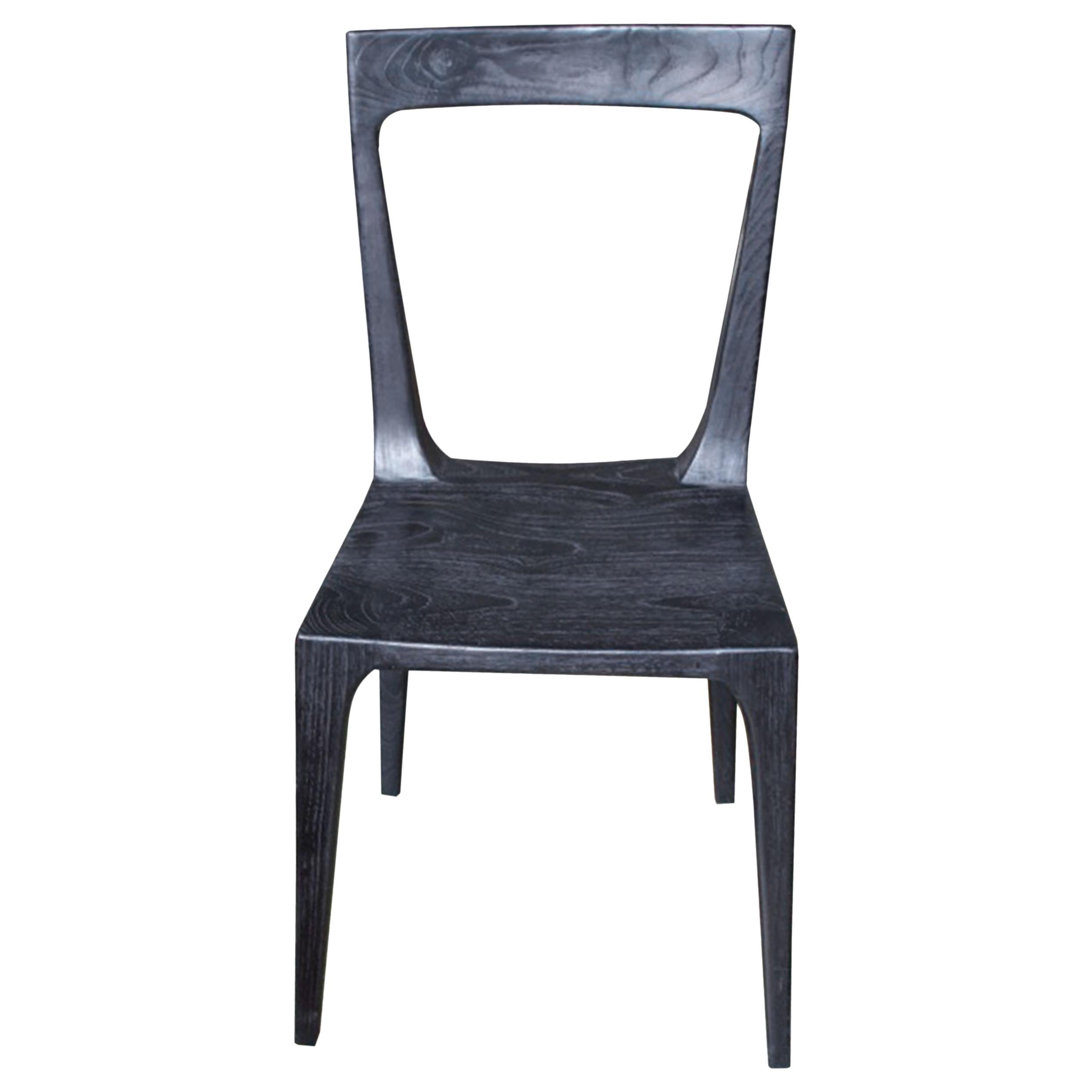 Andrianna Shamaris Triple Burnt Teak Wood Minimal Chair For Sale at 1stDibs