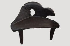 Andrianna Shamaris Triple Burnt Teak Wood Sculptural Bench