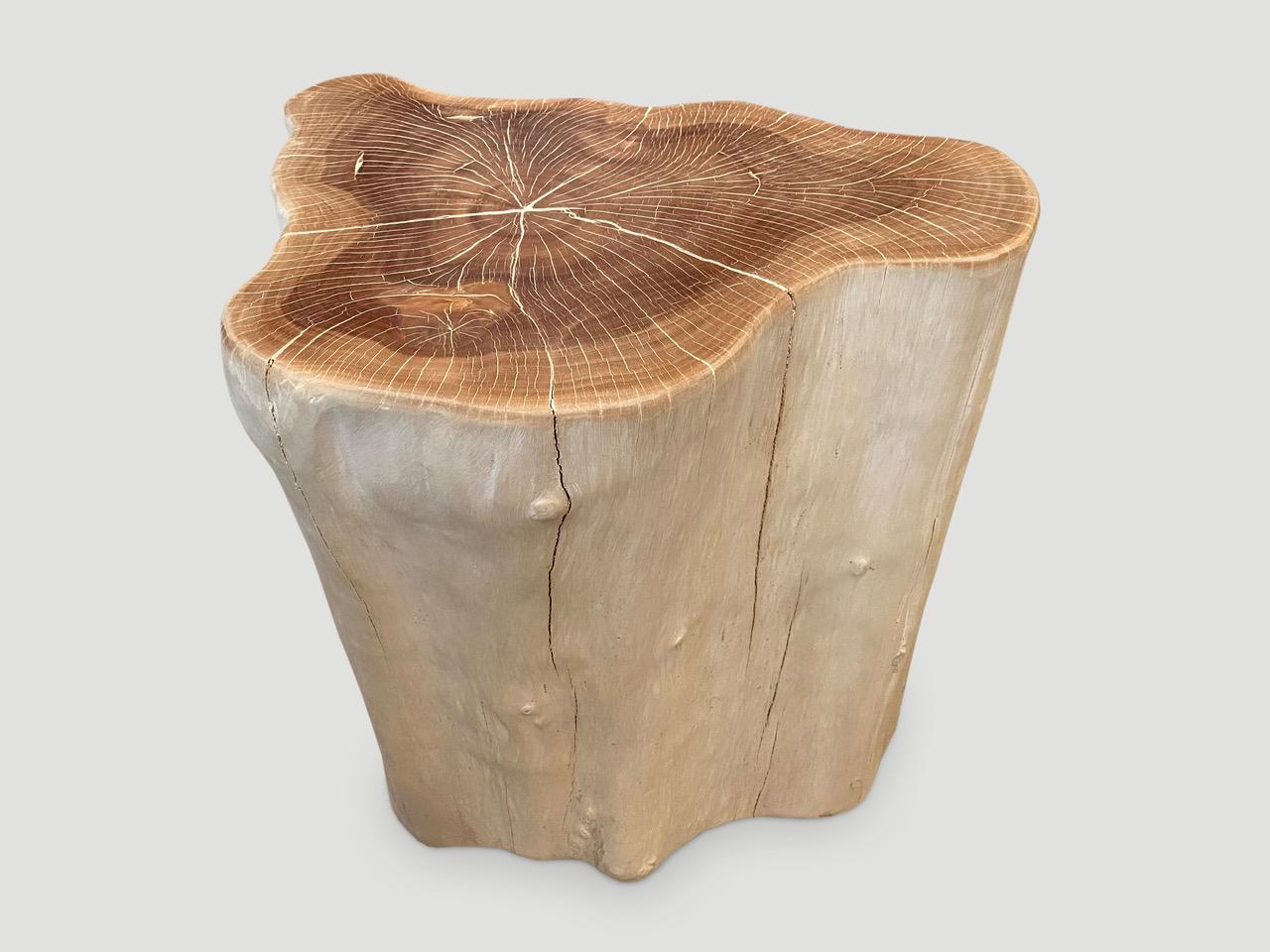 Andrianna Shamaris Two Toned Lychee Wood Side Table In Excellent Condition In New York, NY