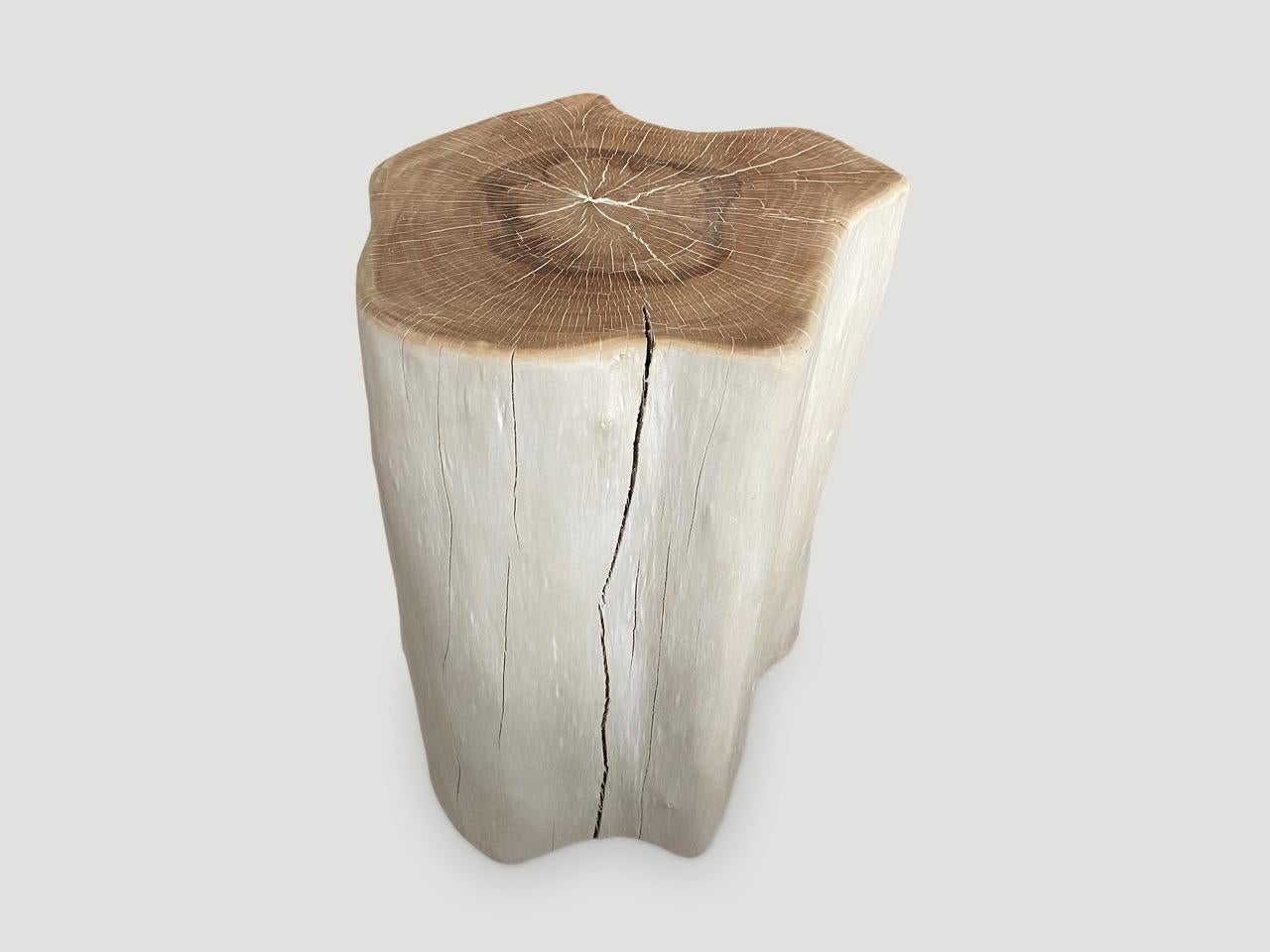 Andrianna Shamaris Two Toned Lychee Wood Side Table In Excellent Condition In New York, NY