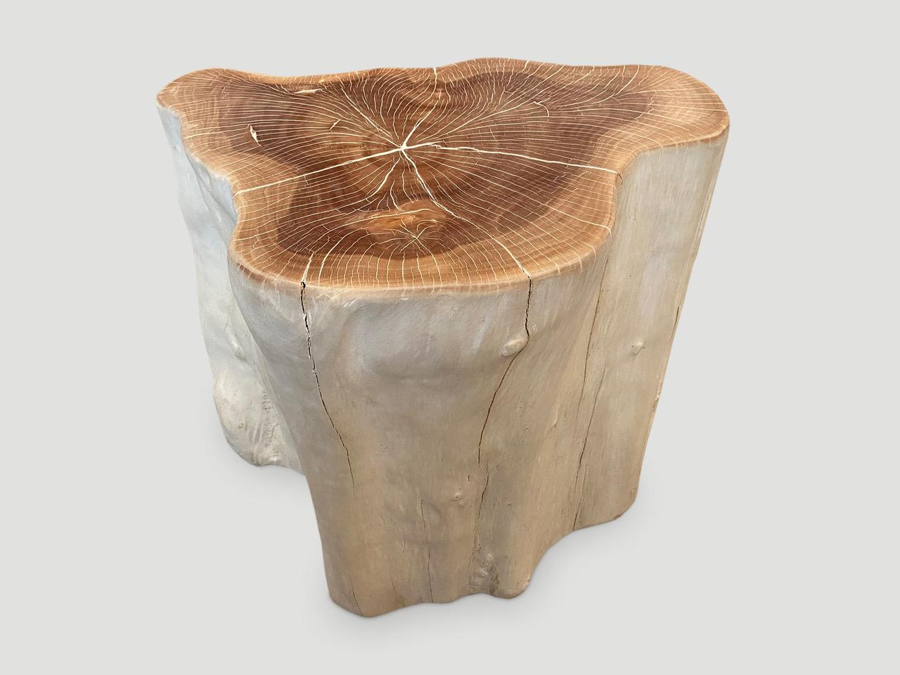 Contemporary Andrianna Shamaris Two Toned Lychee Wood Side Table