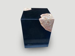 Andrianna Shamaris Volcanic Stone and Petrified Wood Side Table