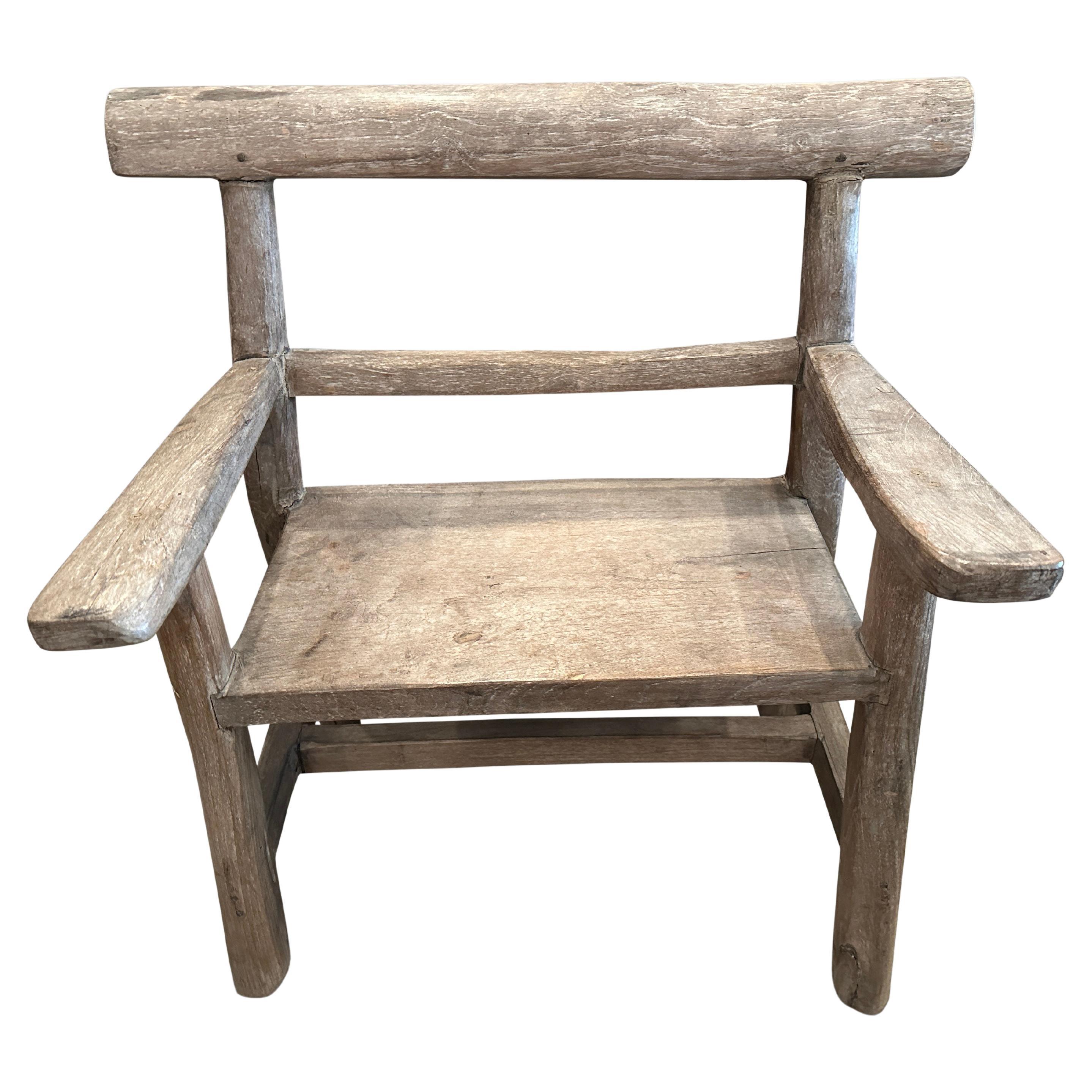 Andrianna Shamaris Wabi Sabi Aged Teak Wood Chair or Side Table For Sale